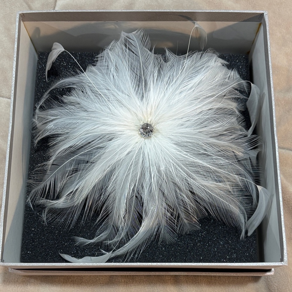 ✨ David’s Bridal Ivory Feather Flower Hair Clip – New in Box ✨